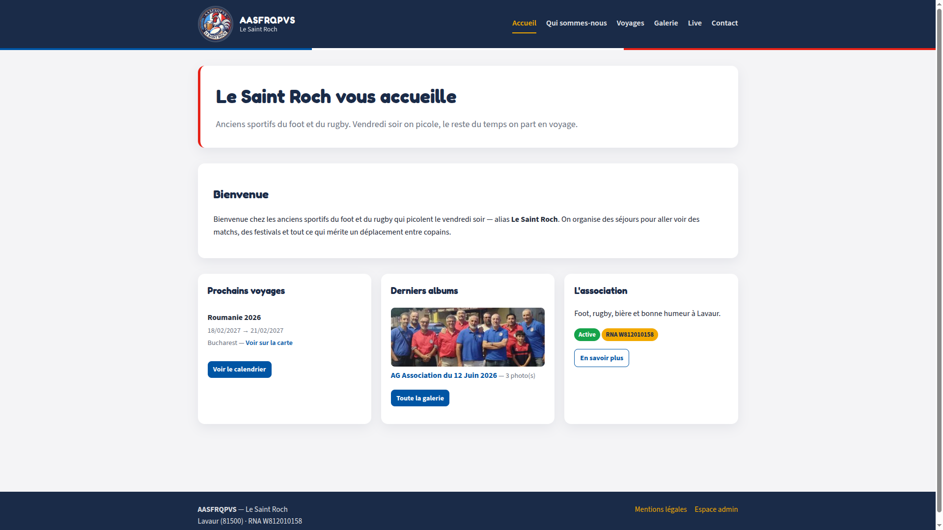 Site web de l'association AASFRQPVS — Le Saint Roch